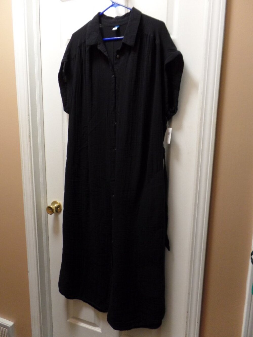 *NWT* Black Jack XL TALL 18 20 Cotton Shirt Dress POCKETS Self Belt Button Front